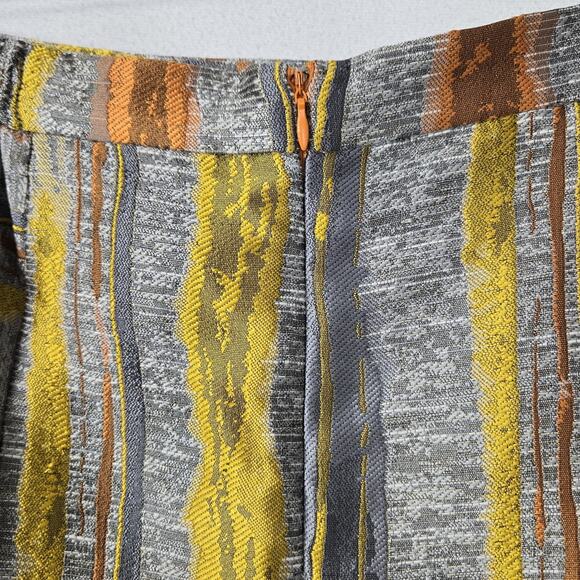 Ashro Jacquard Midi Skirt sz 12 Gray Yellow Orange Geo Print Lined Fall READ - Picture 7 of 13